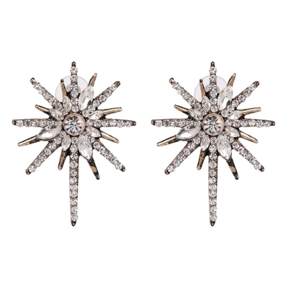 Crystal Starburst Earrings - Picture 2 of 7